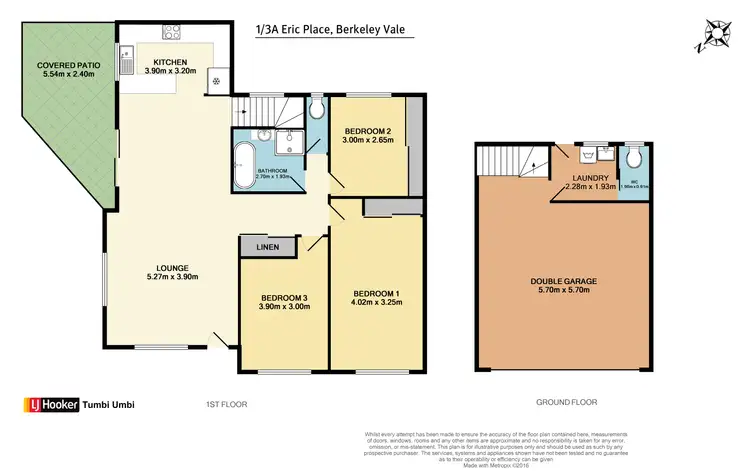 Floorplan of Homely semi-detached listing, 1/3A Eric Place, Berkeley Vale NSW 2261