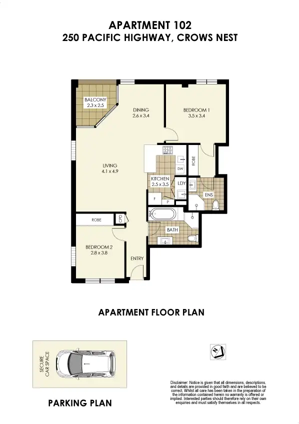Floorplan of Homely apartment listing, 102/250 Pacific Highway, Crows Nest NSW 2065
