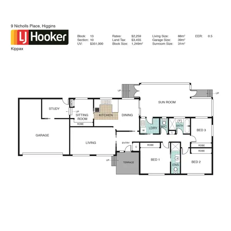 Floorplan of Homely house listing, 9 Nicholls Place, Higgins ACT 2615