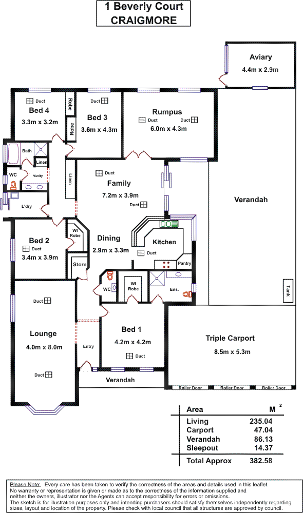 Floorplan of Homely house listing, 1 Beverley Court, Craigmore SA 5114