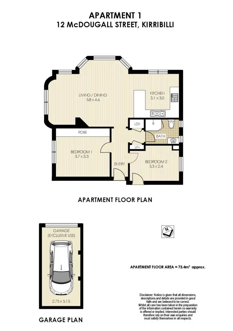 Floorplan of Homely apartment listing, 1/12 McDougall Street, Kirribilli NSW 2061