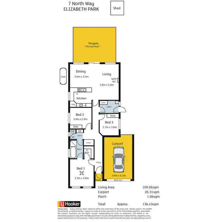 Floorplan of Homely house listing, 7 North Way, Elizabeth Park SA 5113