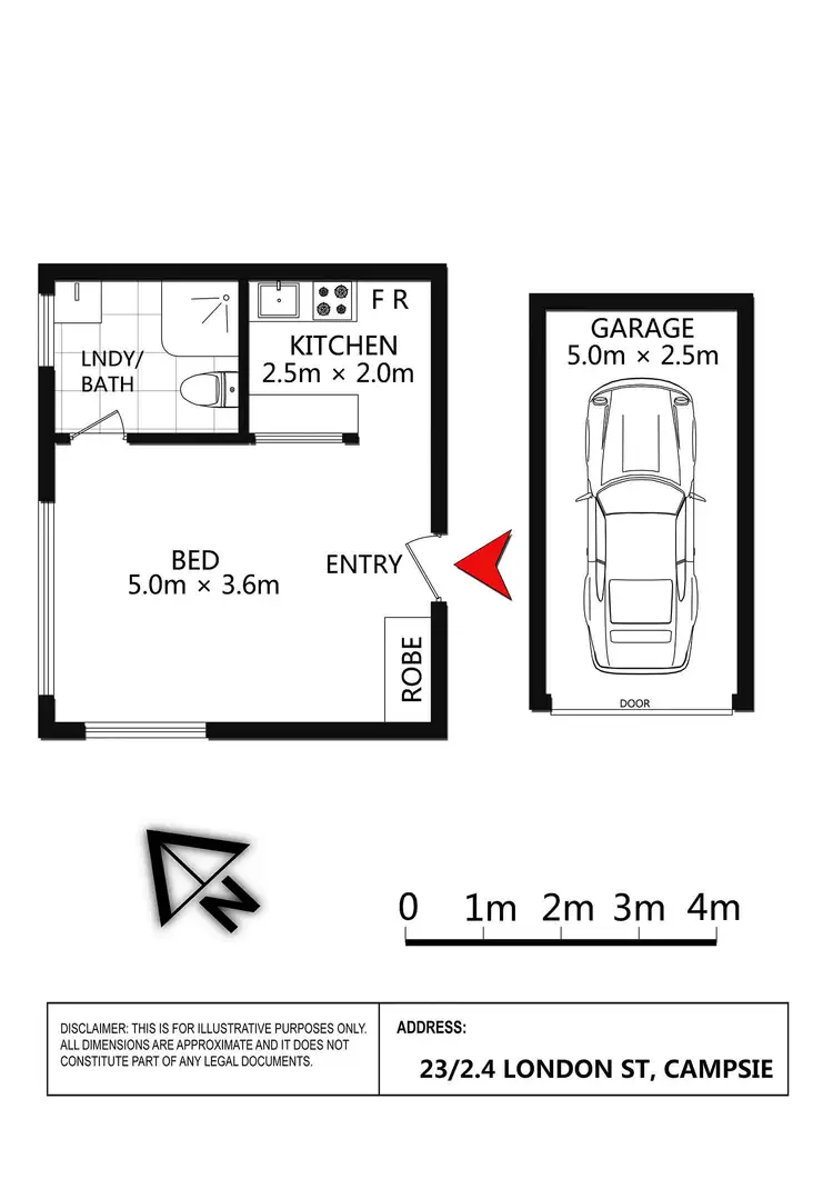 Floorplan of Homely studio listing, 23/2-4 London Street, Campsie NSW 2194