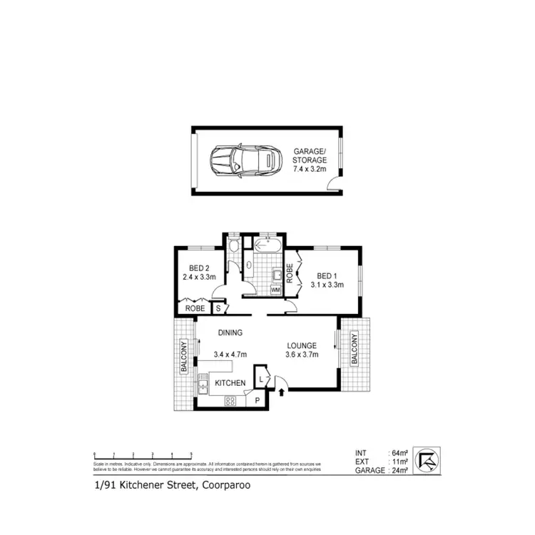 Floorplan of Homely unit listing, 1/91 Kitchener Street, Coorparoo QLD 4151