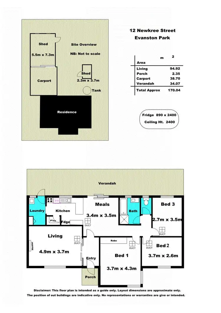 Floorplan of Homely house listing, 12 Newkree Road, Evanston Park SA 5116