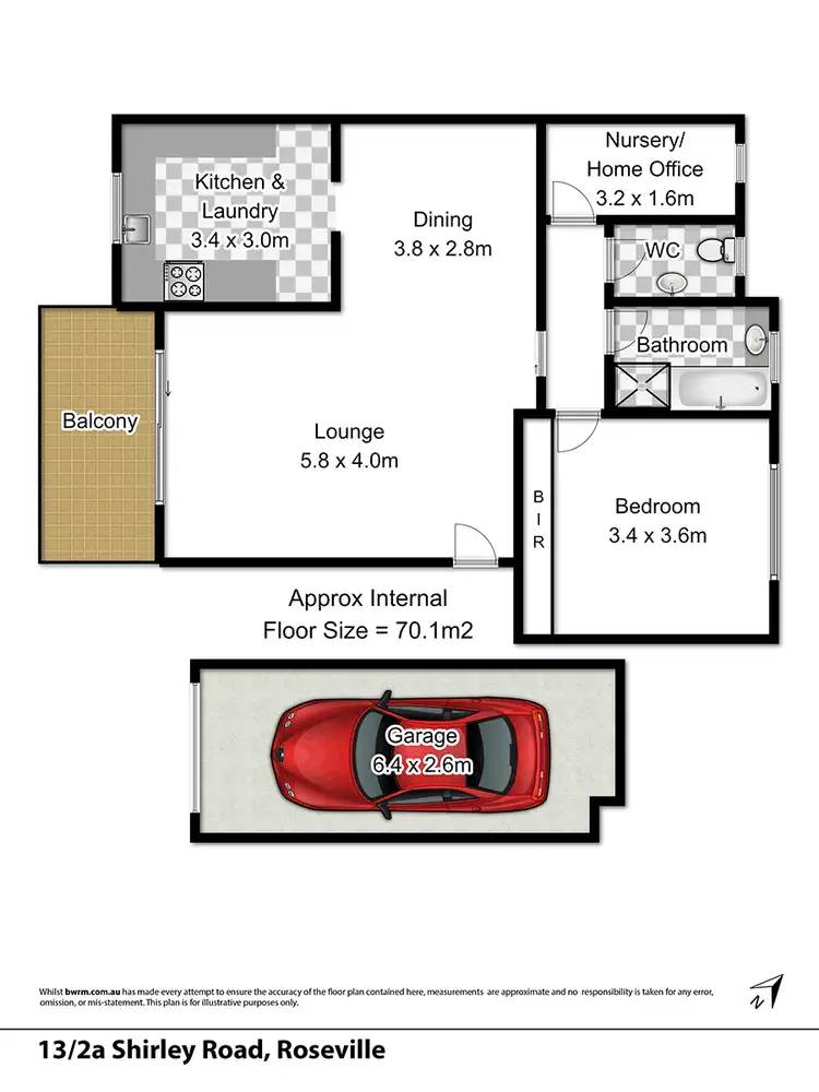 Floorplan of Homely unit listing, 13/2A Shirley Road, Roseville NSW 2069