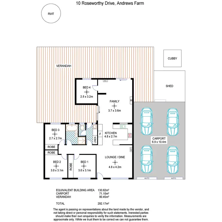 Floorplan of Homely house listing, 10 Roseworthy Drive, Andrews Farm SA 5114