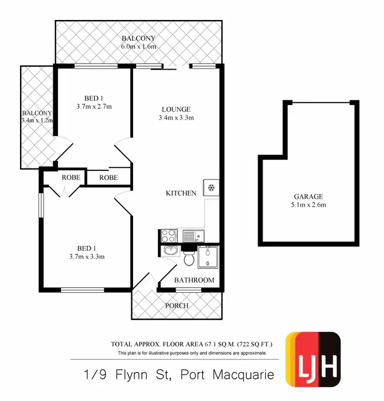 Floorplan of Homely unit listing, 1/9 Flynn Street, Port Macquarie NSW 2444