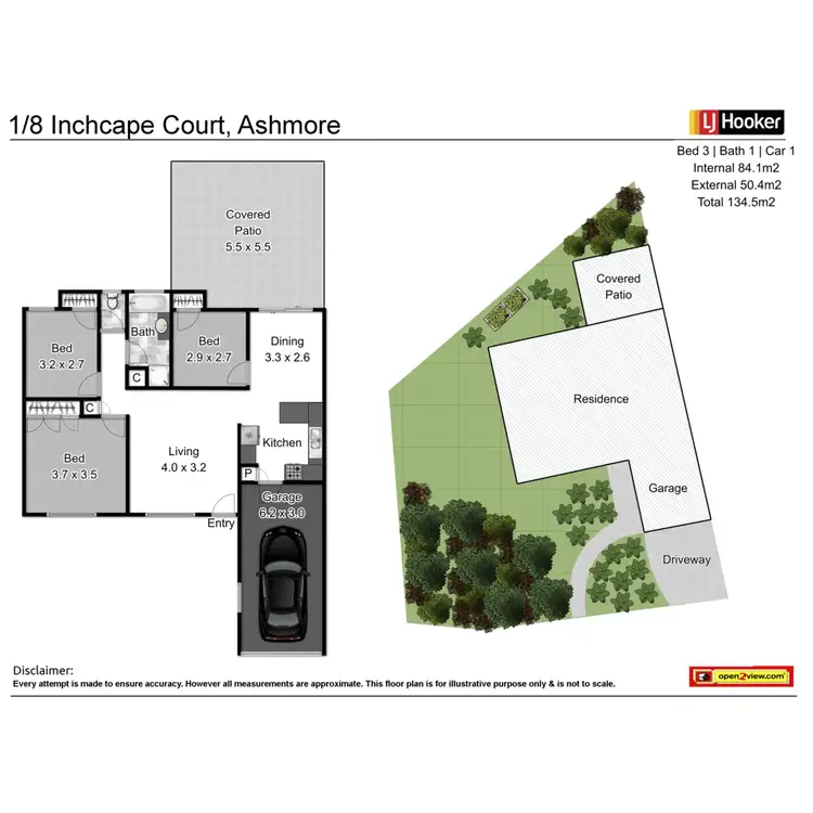 Floorplan of Homely semi-detached listing, 1/8 Inchcape Court, Ashmore QLD 4214