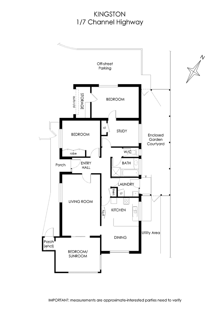 Floorplan of Homely unit listing, 1/7 Channel Highway, Kingston TAS 7050