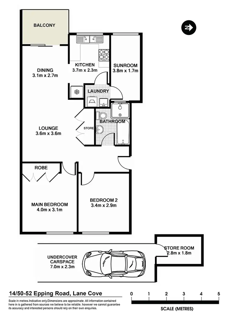 Floorplan of Homely apartment listing, 14/50-52 Epping Road, Lane Cove NSW 2066