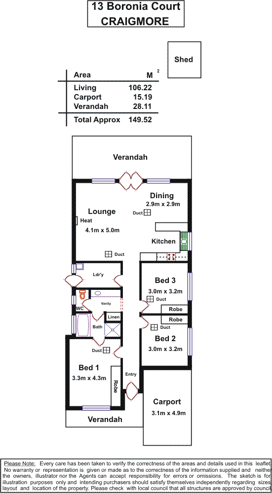 Floorplan of Homely house listing, 13 Boronia Court, Craigmore SA 5114