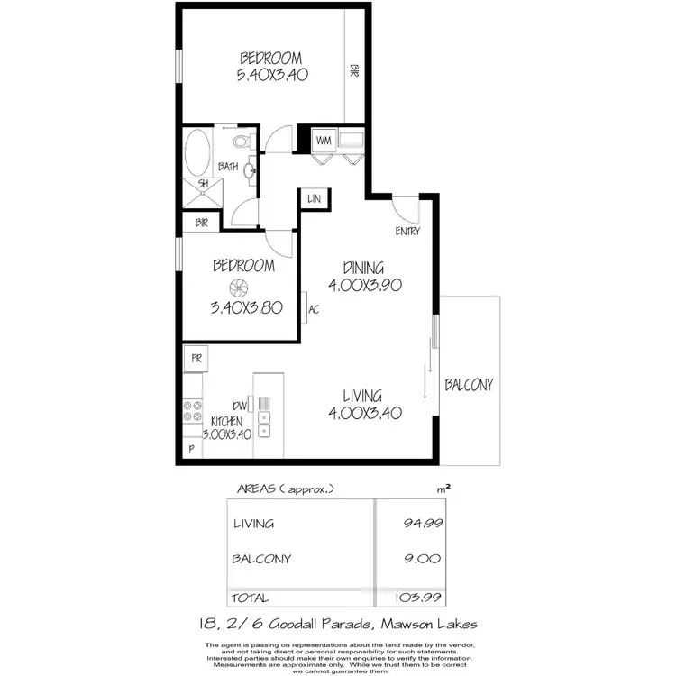 Floorplan of Homely apartment listing, 18/2-6 Goodall Parade, Mawson Lakes SA 5095