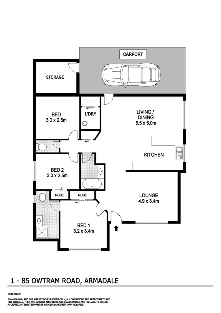 Floorplan of Homely villa listing, 1/85 Owtram Road, Armadale WA 6112