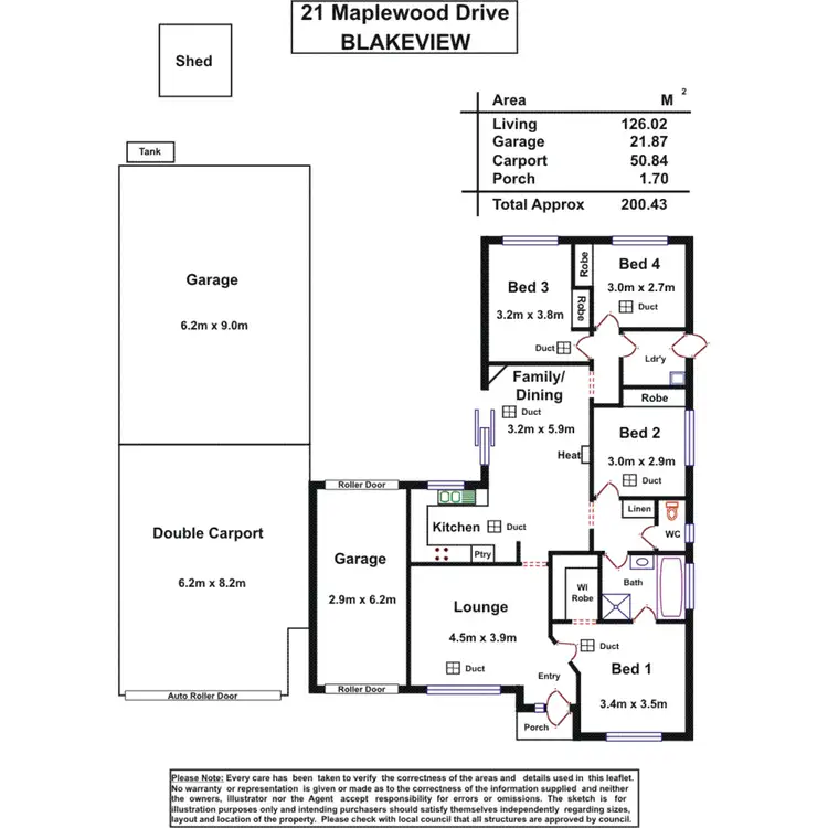 Floorplan of Homely house listing, 21 Maplewood Drive, Blakeview SA 5114