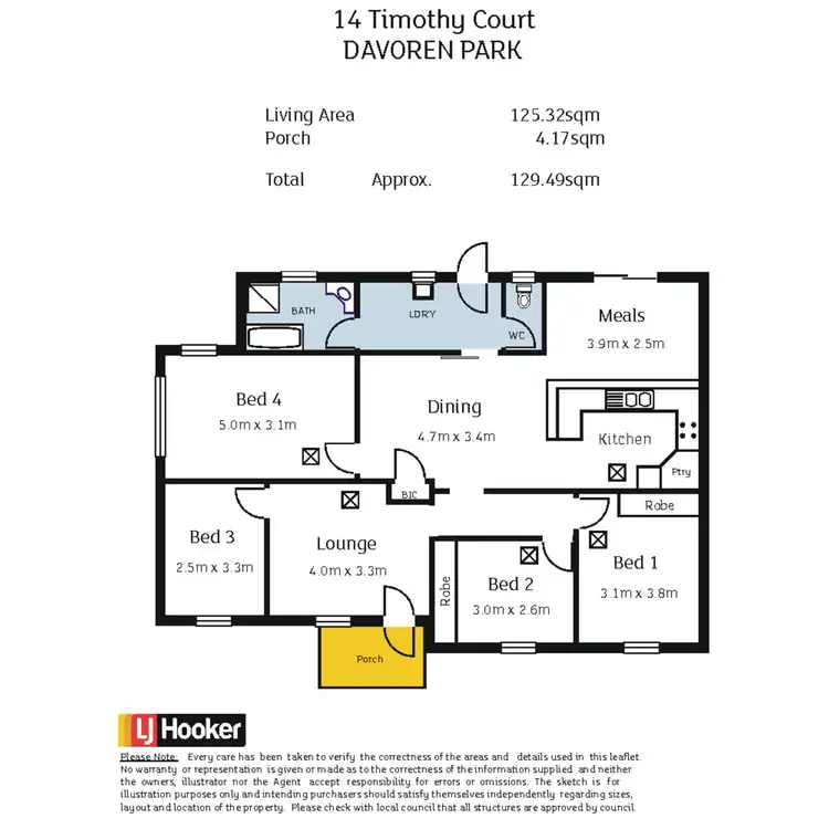 Floorplan of Homely semi-detached listing, 14 Timothy Court, Davoren Park SA 5113