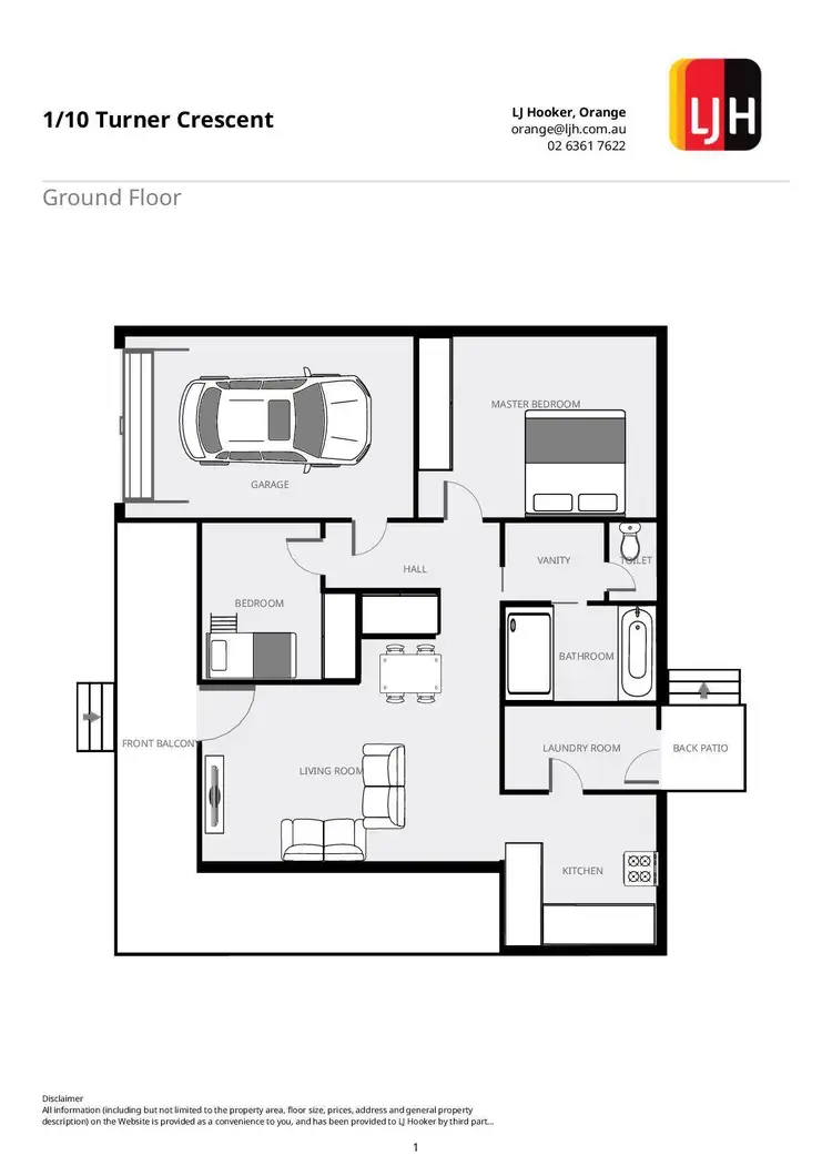 Floorplan of Homely unit listing, 1/10 Turner Crescent, Orange NSW 2800