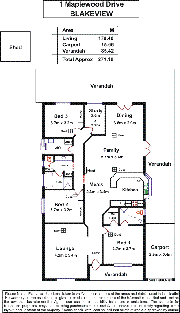Floorplan of Homely house listing, 1 Maplewood Drive, Blakeview SA 5114