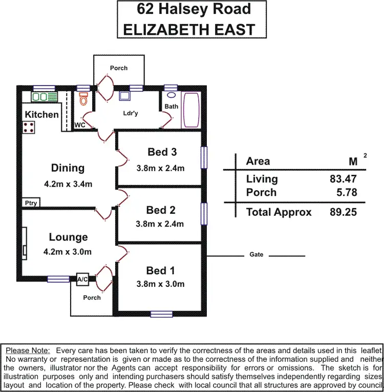 Floorplan of Homely semi-detached listing, 62 Halsey Road, Elizabeth East SA 5112