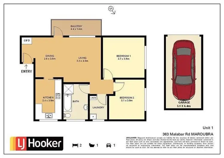 Floorplan of Homely unit listing, 1/363 Malabar Road, Maroubra NSW 2035