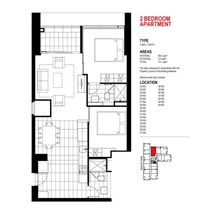 Floorplan of Homely apartment listing, 3218/220 Spencer Street, Melbourne VIC 3000