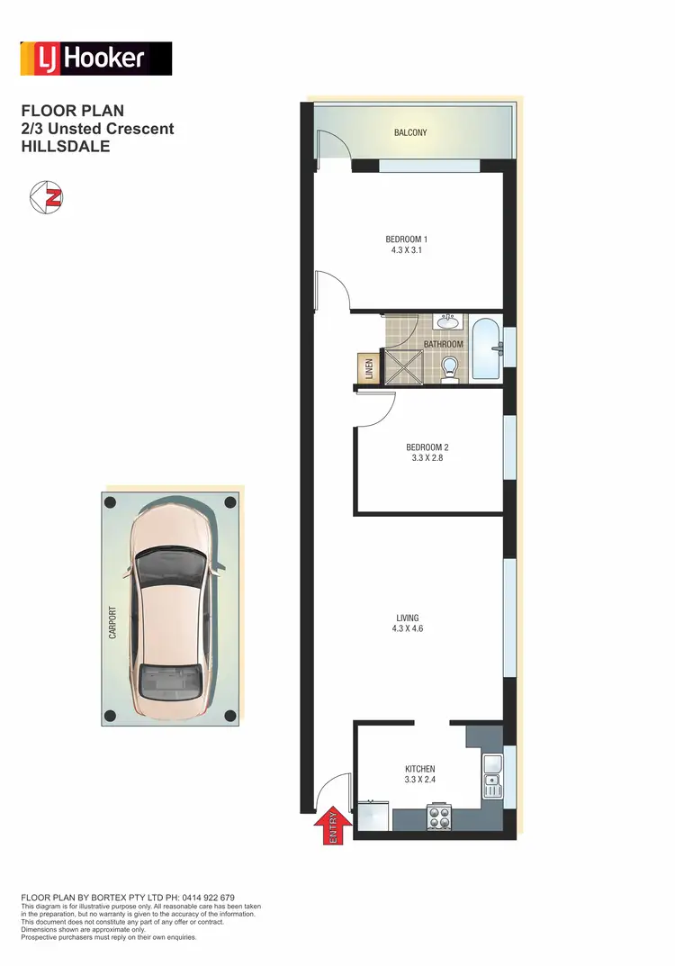 Floorplan of Homely unit listing, 2/3 Unsted Crescent, Hillsdale NSW 2036