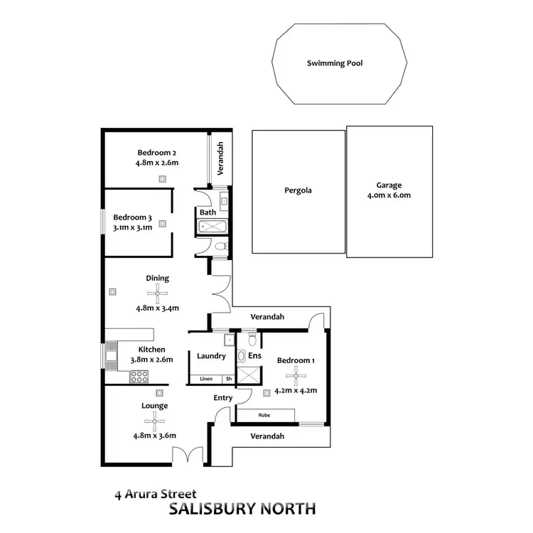 Floorplan of Homely house listing, 4 Arura Road, Salisbury North SA 5108