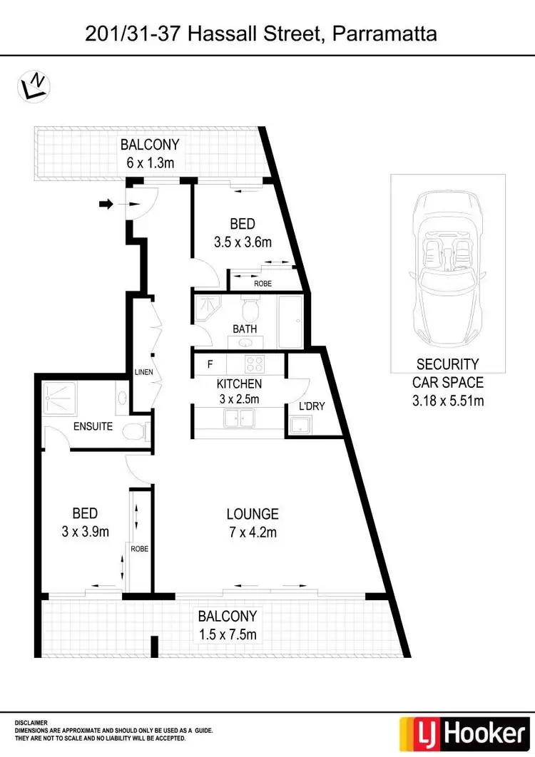 Floorplan of Homely apartment listing, 201/31-37 Hassall Street, Parramatta NSW 2150