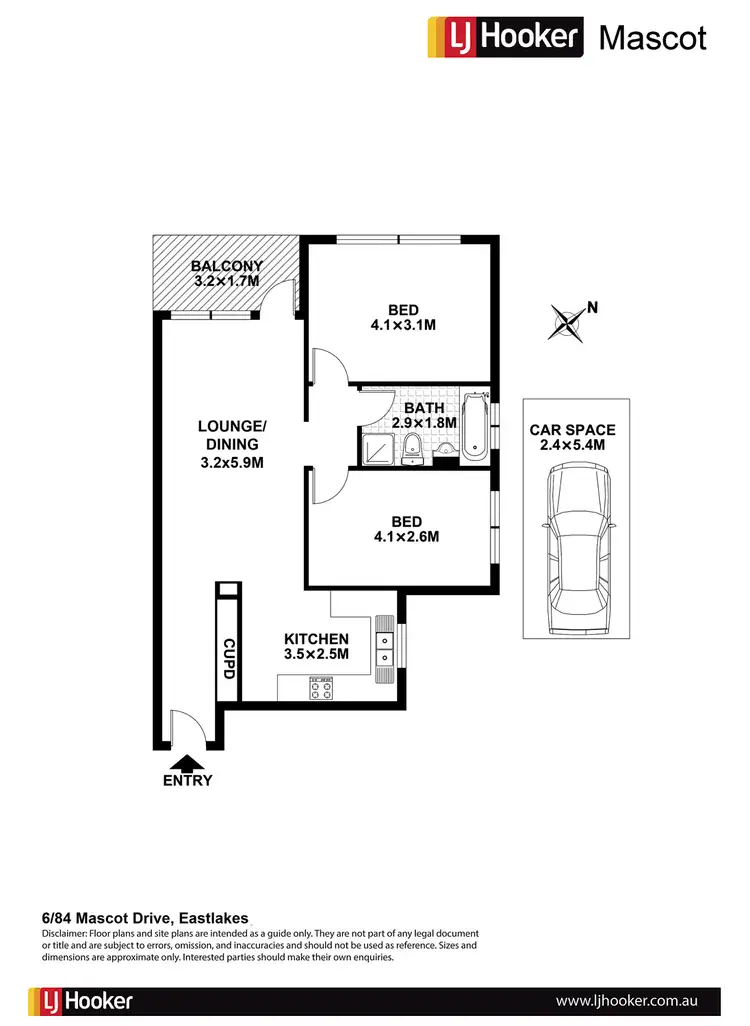 Floorplan of Homely apartment listing, 6/84 Mascot Drive, Eastlakes NSW 2018