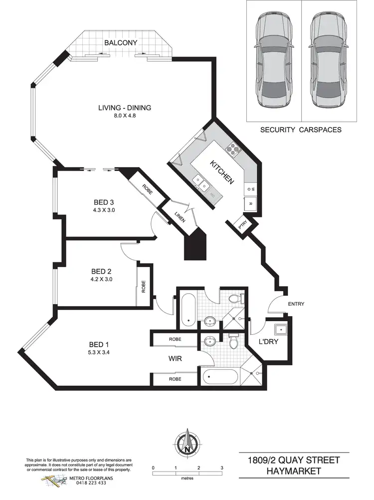 Floorplan of Homely apartment listing, 1809/2 Quay Street, Sydney NSW 2001