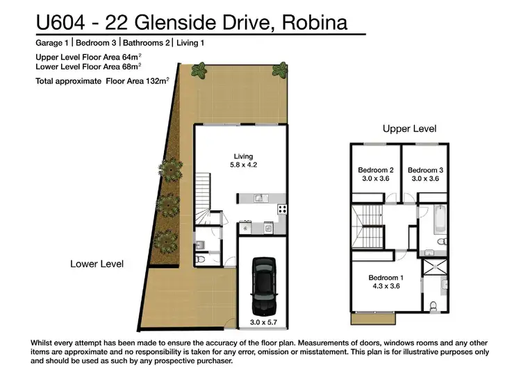 Floorplan of Homely townhouse listing, 604/22-34 Glenside Drive, Robina QLD 4226