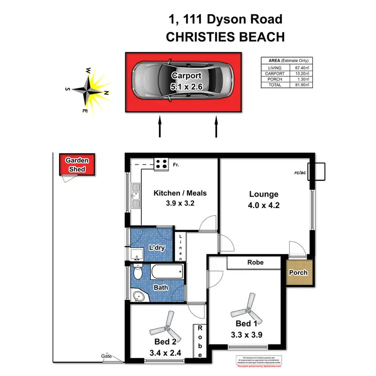 Floorplan of Homely unit listing, 1/111 Dyson Road, Christies Beach SA 5165