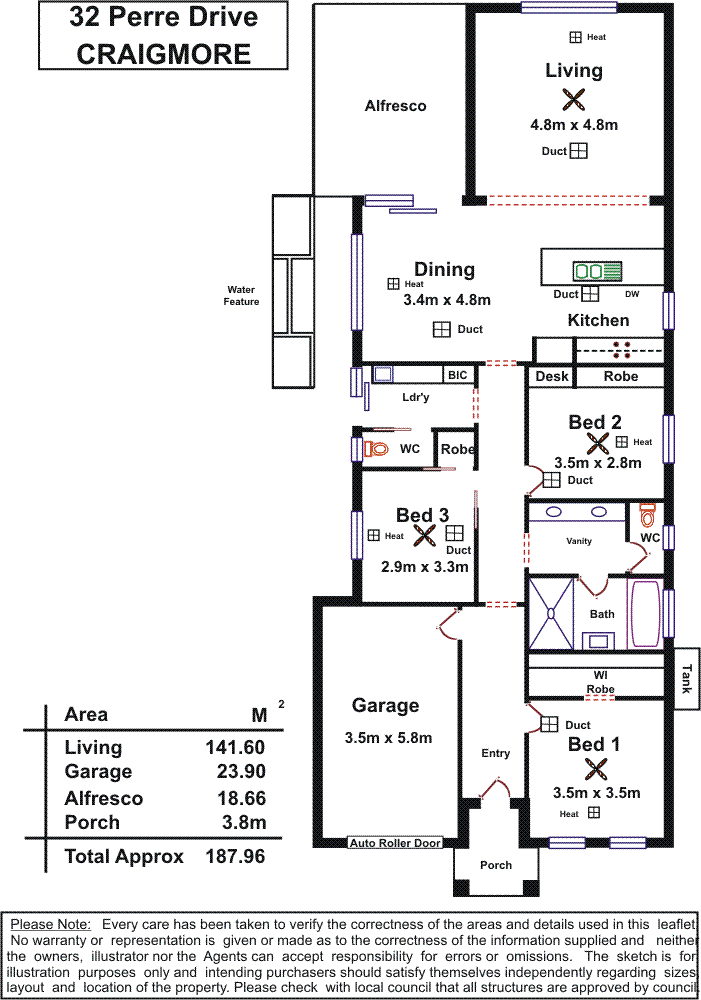 Floorplan of Homely house listing, 32 Perre Drive, Craigmore SA 5114