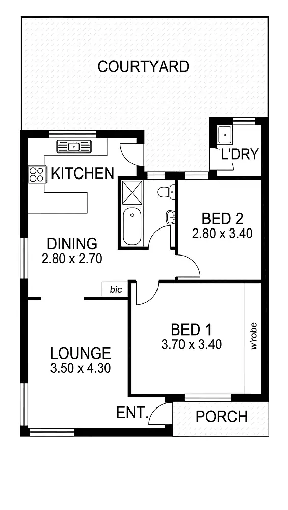 Floorplan of Homely unit listing, 1/57-59 Wallala Avenue, Park Holme SA 5043