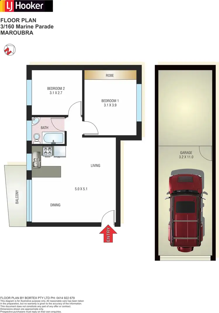 Floorplan of Homely apartment listing, 3/160 Marine Parade, Maroubra NSW 2035
