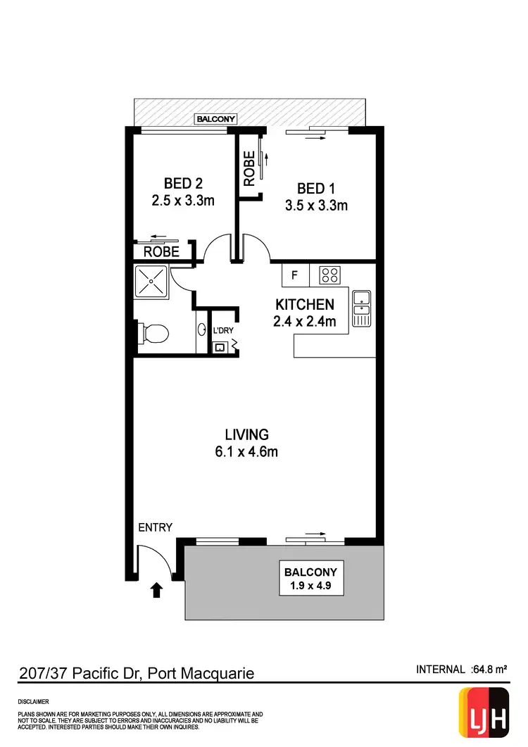 Floorplan of Homely apartment listing, 207/37 Pacific Drive, Port Macquarie NSW 2444