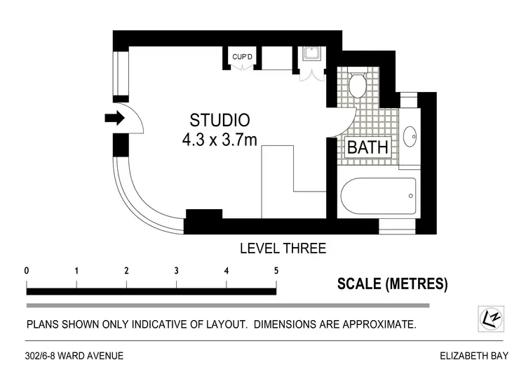 Floorplan of Homely apartment listing, 302/6-8 Ward Avenue, Potts Point NSW 2011