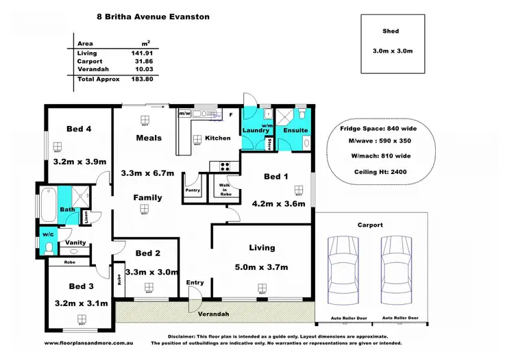 Floorplan of Homely house listing, 8 Britha Avenue, Evanston SA 5116