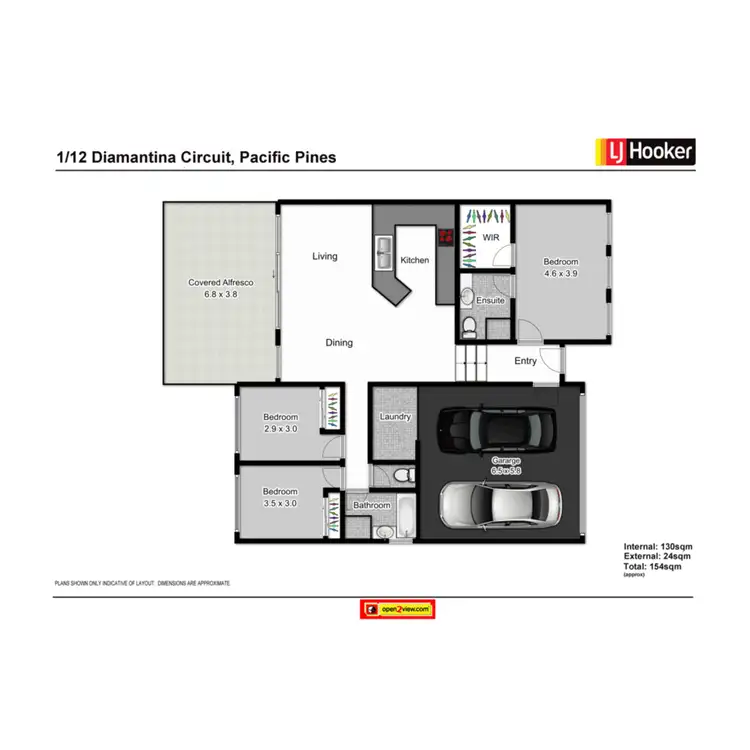 Floorplan of Homely semi-detached listing, 1/12 Diamantina Circuit, Pacific Pines QLD 4211
