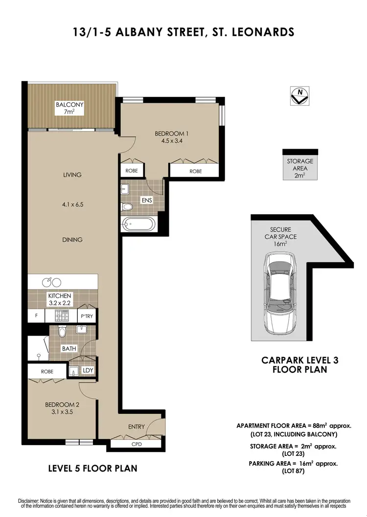 Floorplan of Homely apartment listing, 13/1-5 Albany Street, St Leonards NSW 2065