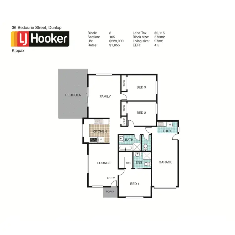 Floorplan of Homely house listing, 36 Bedourie Street, Dunlop ACT 2615