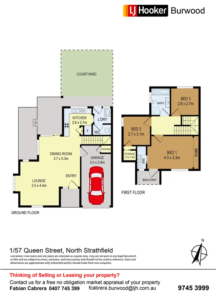Floorplan of Homely townhouse listing, 1/57 Queen Street, North Strathfield NSW 2137