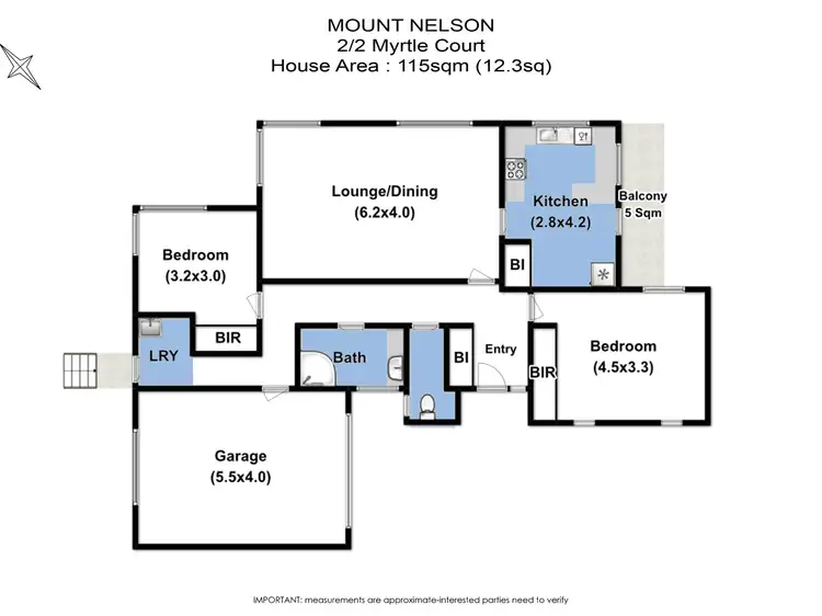 Floorplan of Homely apartment listing, 2/2 Myrtle Court, Mount Nelson TAS 7007