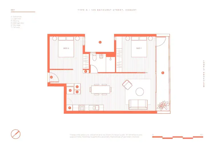 Floorplan of Homely apartment listing, 1B/126 Bathurst Street, Hobart TAS 7000