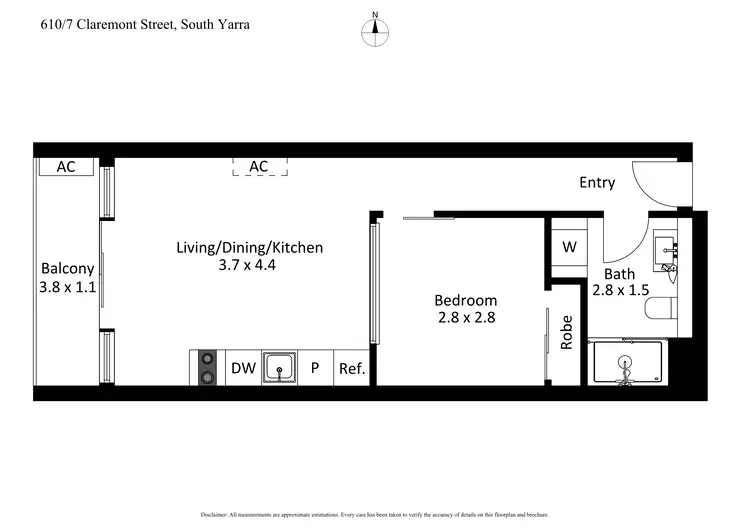 Floorplan of Homely apartment listing, 610/7 Claremont Street, South Yarra VIC 3141