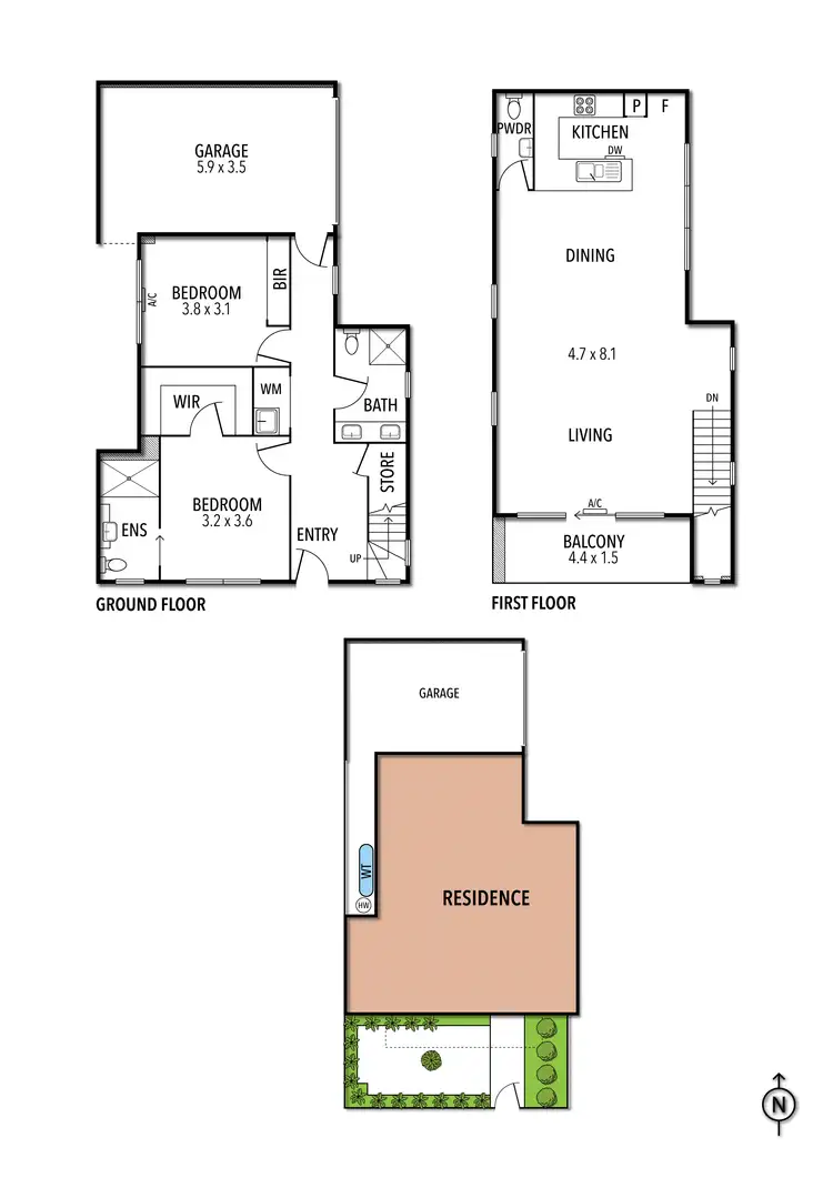 Floorplan of Homely townhouse listing, 1/7 Luscombe Street, Brunswick VIC 3056