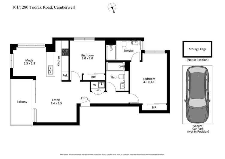 Floorplan of Homely apartment listing, 101/1280 Toorak Road, Camberwell VIC 3124