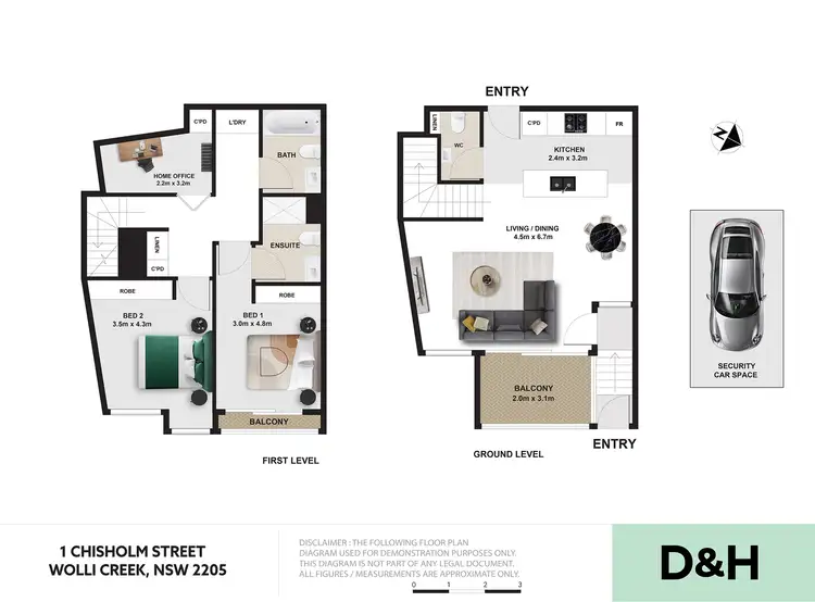 Floorplan of Homely townhouse listing, 1 Chisholm Street, Wolli Creek NSW 2205
