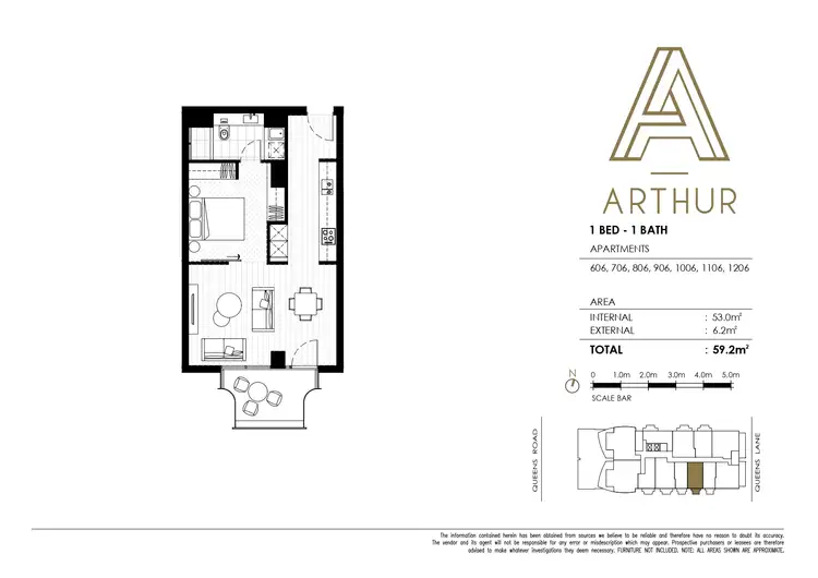 Floorplan of Homely apartment listing, 1206/14 Queens Road, Melbourne VIC 3004