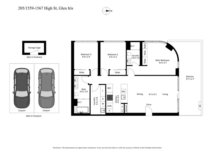 Floorplan of Homely apartment listing, 205/1559 - 1567 High Street, Glen Iris VIC 3146